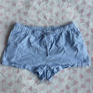 Love Stripe White/Blue Linen Shorts